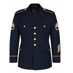 US Army Dress Blue 450 Service Coat ASU Mens 42RC Staff Sergeant Insignia 15 Yrs